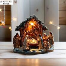 2D Flat, Christmas Scene Acrylic Display Decor - Starry Night Snowy Landscape Desktop Ornament, No Power Needed, Multi-Functional Holiday Gift Suitable For 11 Celebration Occasions, Home And Office Use, 2D Flat Home Decor Christmas Decorations Room Decor - Multicolor - View 11