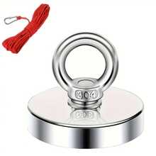 双面钕铁硼钓鱼磁铁，附20米红绳和手套，组合拉力（249KG），超强钓鱼磁铁，直径1.88英寸（48毫米），非常适合河流和磁力钓鱼