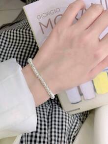 1 Piece Silver Wire Coil Women's Pendant Bracelet, Sweet And Fashionable Toggle Clasp OT Design, Elegant And Fashionable Jewelry - 銀色 - 查看 6