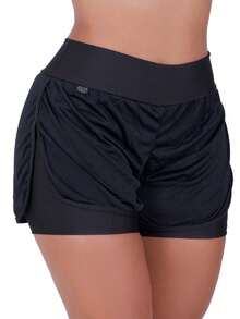 Women's Plain Dry-Fit Gym Walking Fitness Shorts - màu đen - Xem 1