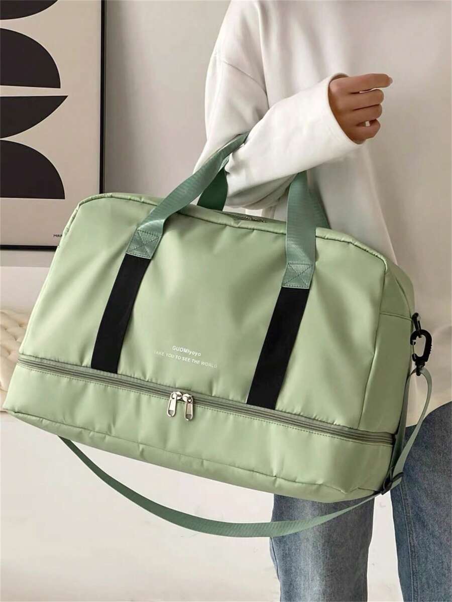 Baila Morena Sports Trunk Bag Nylon Water Resistant Large Capacity Hand Bag Shoulder Bag Adjustable Crossbody Strap Sneaker Bag Waterproof Pocket - 0.霧綠 - 查看 1