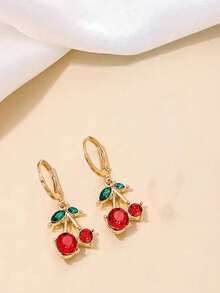 1 件女士樱桃水果首饰套装：1 条项链，1 对耳环，适合日常通勤、节日、派对、海滩度假、礼物