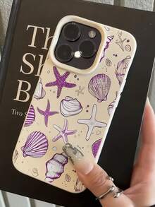 1 chiếc ốp lưng điện thoại TPU chống sốc, họa tiết vỏ sao biển màu trắng và tím, bao phủ toàn bộ bề mặt, tương thích với Apple 16, 15, 14, 13, 12, 11 Pro Max và các dòng khác, phiên bản quốc tế, không phải phiên bản nội địa. - Nhiều màu - Xem 2