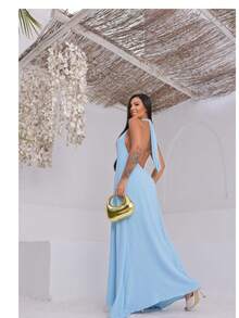 Women's Long Loose Luxury Party Dress New Fashion 2026 - 淺藍色 - 查看 2