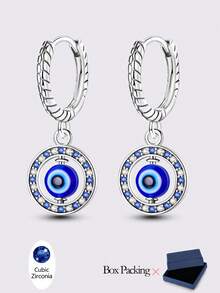 1 对 925 纯银耳环，适合女士，夜光萤火虫形状，闪耀方晶锆石，优雅耳环，珠宝礼品，适合日常派对购物佩戴