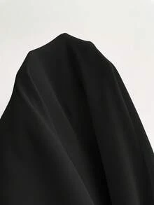 Rusttydustty 女士优雅休闲收腰黑色雪纺长袖荷叶边连衣裙，适合新年、情人节等场合 - 黑色 - 查看 10