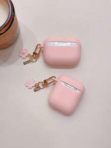 Customized (With Flower Pendant) Minimalist Aluminum Alloy Flower Design TPU Earbud Protective Case Compatible With 2 And Pro 3, Customized Letter Name, Back To School, Valentine's Day Gift, Good Birthday/Holiday Gift For Men And Women