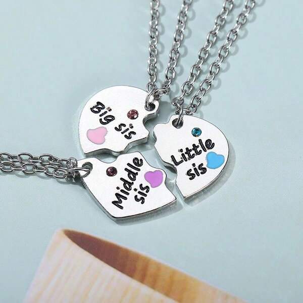 Three Sisters Love Letter Hollow Splicing Necklace Non-Fading Girlfriend Ins Sweater Chain Pendant