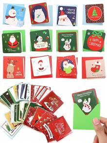20pcs Mini Christmas Cards & Envelopes, Merry Christmas Assorted Greeting Cards Blank Note Cards Xmas Cards, Ideal For Gift Box Decoration, Winter Holiday Christmas Party Favor Supplies