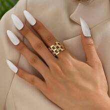 1 件时尚夸张几何情侣戒指 - 彩色 - 查看 3