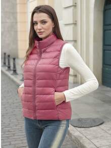 ZIAI Women Stand Collar Lightweight Short Down Vest In Multicolor Casual Outdoor Autumn Winter Vest For Women