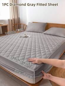 1pc Fitted Sheet, Bedding, Bed Sheet, Waterproof  Fitted Sheet, Skin-Friendly Mattress Cover, Soft And Comfortable Bedding For Bedroom, Room Decor, Halloween Decor, Christmas Decoration, 11.8 Inch Deep Pocket Cooling Breathable Quilted Fitted Sheet For All Seasons, For Single, Twin, Full, Queen And King Size, Solid Color Mattress Protective Cover, Dustproof, Comfortable And Machine Washable - 彩色 - 查看 112