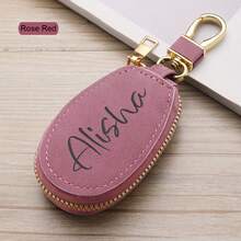 1pc Custom Name Faux Leather Car Holder - Personalized Zipper Organizer Pouch With Keys, Faux Leather Keychain For Men & Women, Perfect For Daily Commute & Mother's Day Gift, Car Key Case, Commuter Accessory, Minimalist Design, Sturdy Construction,Birthday Gift - Multicolor - View 12