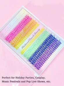 280 piezas DIY 7 colores del arcoíris 12mm pestañas postizas individuales en forma de D | Reutilizables para mezclar y combinar para Halloween, Acción de Gracias, Navidad, Año Nuevo, fiestas, cosplay, maquillaje glamoroso creativo