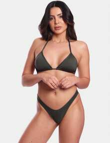 Bikini Set: Triangle Top + Bombom Panties Beachwear - Black - View 4