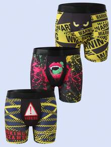 3pcs/Pack Men's Underwear, Funny Lip Print Briefs Suitable For Wedding, & Comfortable Men's Boxer Briefs, Sports Boxing Men's Boxer Shorts, Gift For Boyfriend