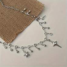 Small Crowd Sweet Cool Style Synthetic Star Tassel Collarbone Chain Cute Versatile Girl Fashionable Personality Design High-End Necklace - Bạc - Xem 8