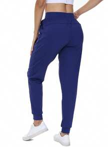 Leftear Athletic Joggers For Women With Pockets Workout Running Track Pants Golf Stretch Tapered Comfy Gym Active Training Sport Sweatpants Lounge Casual Travel Jogging Outfits - 藏蓝色 - 查看 2