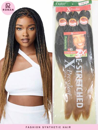 Xpression Trança Pré-esticada - Trança Yaki Sintética Lisa de 3 Peças