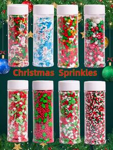 130g/4.59oz 圣诞装饰糖粒，可食用烘焙蛋糕装饰混合糖粒，适用于纸杯蛋糕饼干冰淇淋装饰圣诞派对用品 - 彩色 - 查看 9