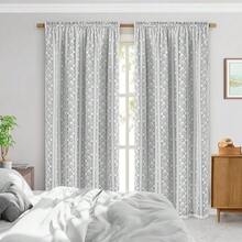 Linen Curtains For Bedroom, Double Layered Boho Curtain 84 Inch Length 2 Panels Set, Rod Pocket Curtains & Drapes With Tiebacks, Light Filtering Drapes For Living Room, 52 X 84 Inch, Grey - 灰色52Wx84L2包 - 查看 9