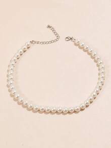 1pc Elegant And Minimalistic Pearl Choker Necklace With Timeless Design,Western Jewelry,Valentine's Day,Jewelry,Necklace,Bracelet Set,Wedding Jewelry,Bracelets Women - 彩色 - 查看 7