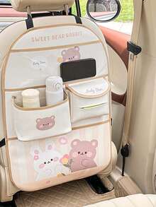 1 geantă de depozitare pentru spătarul scaunului auto, husă organizatoare auto suspendată cu design de ursuleț Tulip Rabbit - Spatar de depozitare - Vizualizare 3