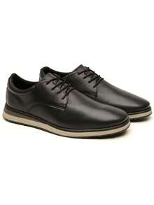 Men's Casual Oxford Dress Shoe Modern Derby Style With Laces Comfortable Sole Versatile Current - 黑色 - 查看 2