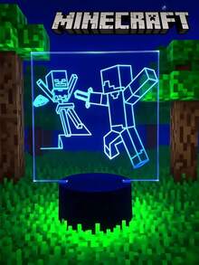 Minecraft Memorial Edition Collectible Series Minecraft Colorful Tone USB Combat Style Square Board, Rechargeable, Suitable For Bedroom Decoration And Relaxation Ornaments, Perfect For Sleep/Christmas And Birthday Gifts, Decorations For Computer Rooms For Teenagers And Adults, Theme Parties.