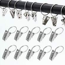 10 Peças Clipes de Cortina de Aço Inoxidável com Argolas de Gancho, Clipes de Cortina de Chuveiro na Cor Prata, Mini Clipes de Gancho, Argolas Decorativas de Metal à Prova de Ferrugem, Clipes de Cortina para Cortinas de Porta e Cortinas de Chuveiro, Clipes de Cortina para Decoração Doméstica Pendurar Cortinas, Laços e Fotos