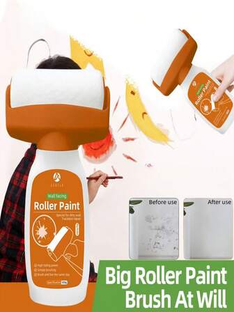 Refillable Paint Roller With 500ml Storage - White Design, Ideal For Wall Repair, Touch-Ups, Graffiti, And Arts & Crafts Projects - Durable Plastic Applicator For Easy Painting, Can Also Be Used For Wall Decontamination And Stains (New And Old Models Shipped Randomly)