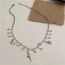Small Crowd Sweet Cool Style Synthetic Star Tassel Collarbone Chain Cute Versatile Girl Fashionable Personality Design High-End Necklace - Bạc - Xem 4