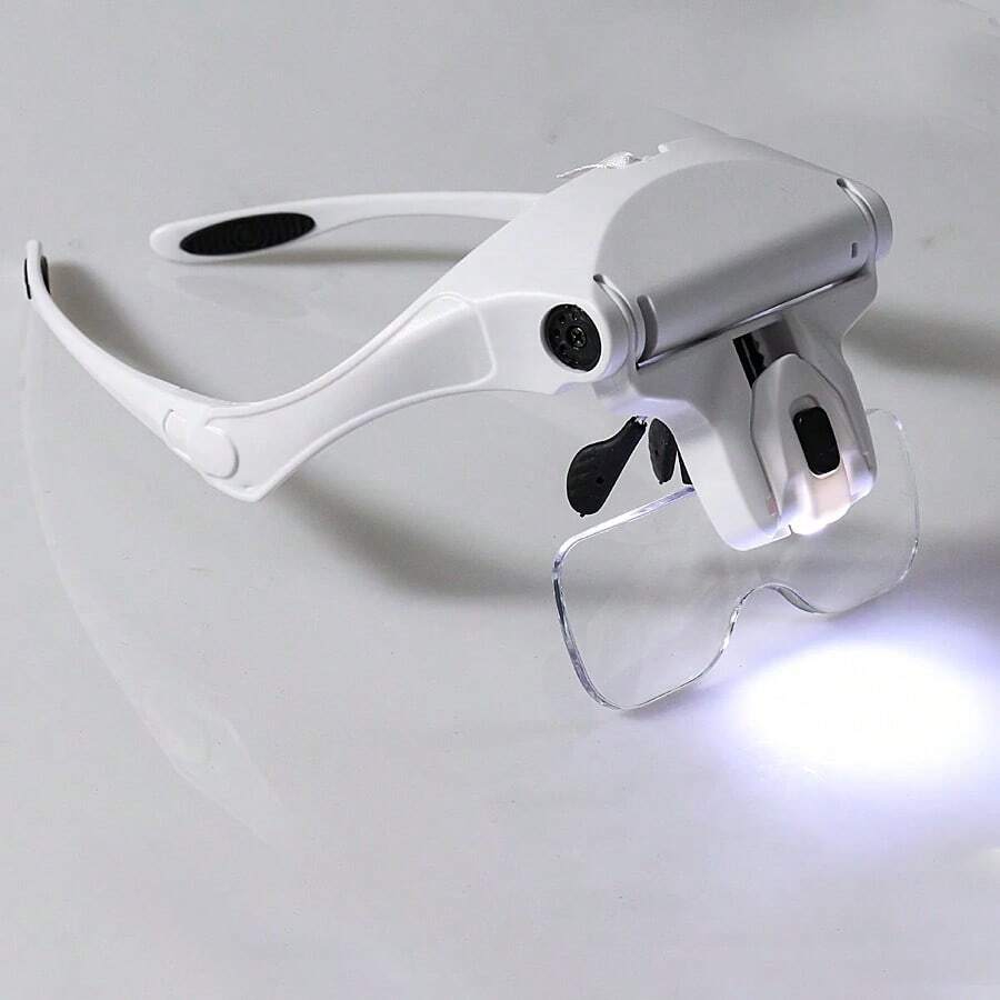 1pc Illuminated Head Magnifier Glass - With LED Lights, 5 Detachable Lenses (1X, 1.5X, 2X, 2.5X, 3.5X), Enhances Visibility - Great For Crafts, Cross-Stitch, Hobbies, Reading And Inspection Tasks - Multicolor - View 1