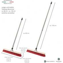 Straßenbesen 60 cm mit Stiel, Strassenbesen mit Teleskopstiel, Besen, Kehrbesen, Gartenbesen für Straßen, Draußen