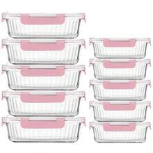 2/10 Party Prep Food Storage Set Anti-Slip Design - Leakproof & Stackable Glass Containers For Entertaining, Appetizers, Kitchen Organization & Effortless Hosting - Watermelon Pink - View 12