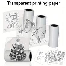 Transparent Thermal Sticker Paper For Mini Printer 57mm X 3m Printable Sticker Paper Self-Adhesive Mini Thermal Printer Stickers Papers For Pocket Thermal Printer And Most Instant Print Cameras,Christmas Printing Gift
