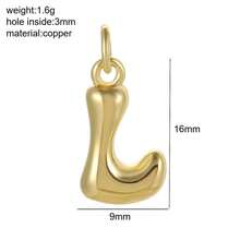 1 pieza Colgante con inicial de cobre, colgante de letra de globo DIY para hacer joyas, accesorio de colgante de letra elegante, adecuado para combinar a diario, gran regalo para el Día de Acción de Gracias, Navidad