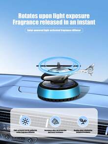 1pc Solar Powered Car Air Freshener, Helicopter Shaped, Rotates To Absorb Solar Energy And Release Fragrance. Pleasant Scent, Air Purifying, Great Travel Companion. - Multicolor - View 6