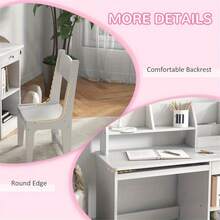 Compact Study Set With Storage - White MDF Desk & Chair Combo For Creative Workspace