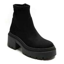 Bottines And Talons And Semelle Crantée Femme – Cuir Et Daim, Fermentation Zippée - Black 9670A-1 - View 3