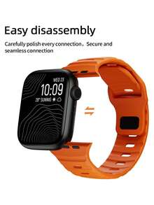 1pc Orange Apple Watch Band, Outdoor Sports Climbing Fitness Yoga Waterproof Sweat-Resistant Ultra-Thin Soft 3D Embossed Texture Silicone Band Compatible With Apple Watch Ultra 3/2/1 SE S9/8/7/6/5/4/3/2/1 Series, 38/40/41mm, 42/44/45/46/49mm, Unisex Gift - Orange - View 8