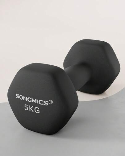 SONGMICS Hanteln, 2er Set,Hantelset, Kurzhanteln, Hexagon, Neopren-Beschichtung, Krafttraining, Workout, Fitnesstraining, für Zuhause,Tintenschwarz
