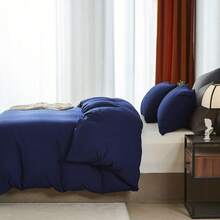 2PCS/3PCS Minimalist Style Duvet Cover Set(1 Duvet Cover+ 1/2 Pillowshams), No A Comforter,No Quilt, No Filling, Machine Washable Durable Summer Bedding Set, 100% Polyester And Lightweight Bedspread Set, Breathable, All-Season, Wonderful Room Decor, Holiday Gift - 深藍色 - 查看 4