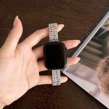 1pc Women's Girl's Square Diamond Metal Watch Bracelet Strap Compatible With Apple Watch Band 38mm 40mm 41mm 42mm 44mm 46mm 45mm 49mm Compatible With Iwatch Series Ultra 3 2 1SE 10 9 8 7 6 5 4 3 2 1 Apple Watch Accessories(Without Watch))