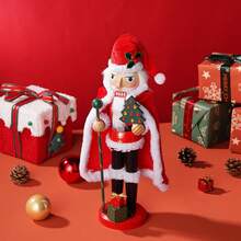 1pc Santa Claus Nutcracker Doll Soldier Christmas Ornament Xmas Gift Handcraft Nutcracker Puppet Statue Home Office Decoration - Red - View 6