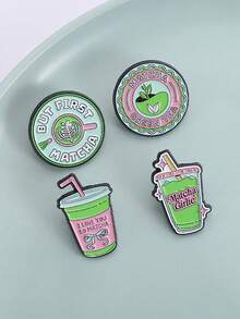 QIHOO Matcha Girlie 珐琅别针 I LOVE YOU SO MATCHA 金属胸针 时尚翻领徽章 背包衣服首饰 送给朋友的礼物 - 彩色 - 查看 5