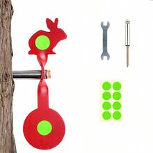 Objetivo giratorio bidireccional de acero inoxidable rojo de 3MM de grosor para tirachinas al aire libre, objetivo de práctica de pistola de aire BB - Objetivo conejo - Ver 3