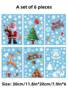 1 set autocolante de Crăciun pentru fereastră, autocolante detașabile statice pentru ferestre, decorațiuni de Crăciun pentru petreceri de sărbători în interior, decor pentru casă, decor pentru ferestre, decorațiuni de Crăciun, diverse stiluri