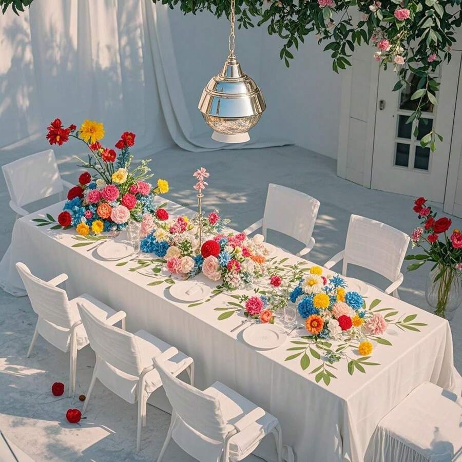 1 pièce Nappe blanche, nappe carrée de style nordique minimaliste et moderne de couleur unie, convient pour la salle à manger, les fêtes et la création d'une atmosphère romantique - Blanc - Voir 1