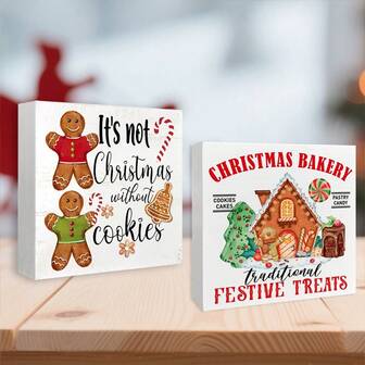نوعان من زخارف عيد الميلاد بشكل رجل الزنجبيل الكلاسيكي اللذيذ، لوحة مربعة زخرفية من البي في سي، مناسبة للمنزل والمطبخ وحفلات عيد الميلاد، ديكور مركزي على المكتب، هدايا عيد الميلاد